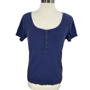 LRL LAUREN RALPH LAUREN Blue Short Sleeve Top SZ MD